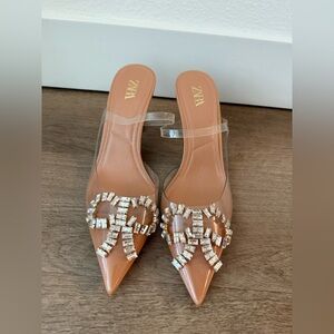 Zara Tan Embellished Women's Shoes